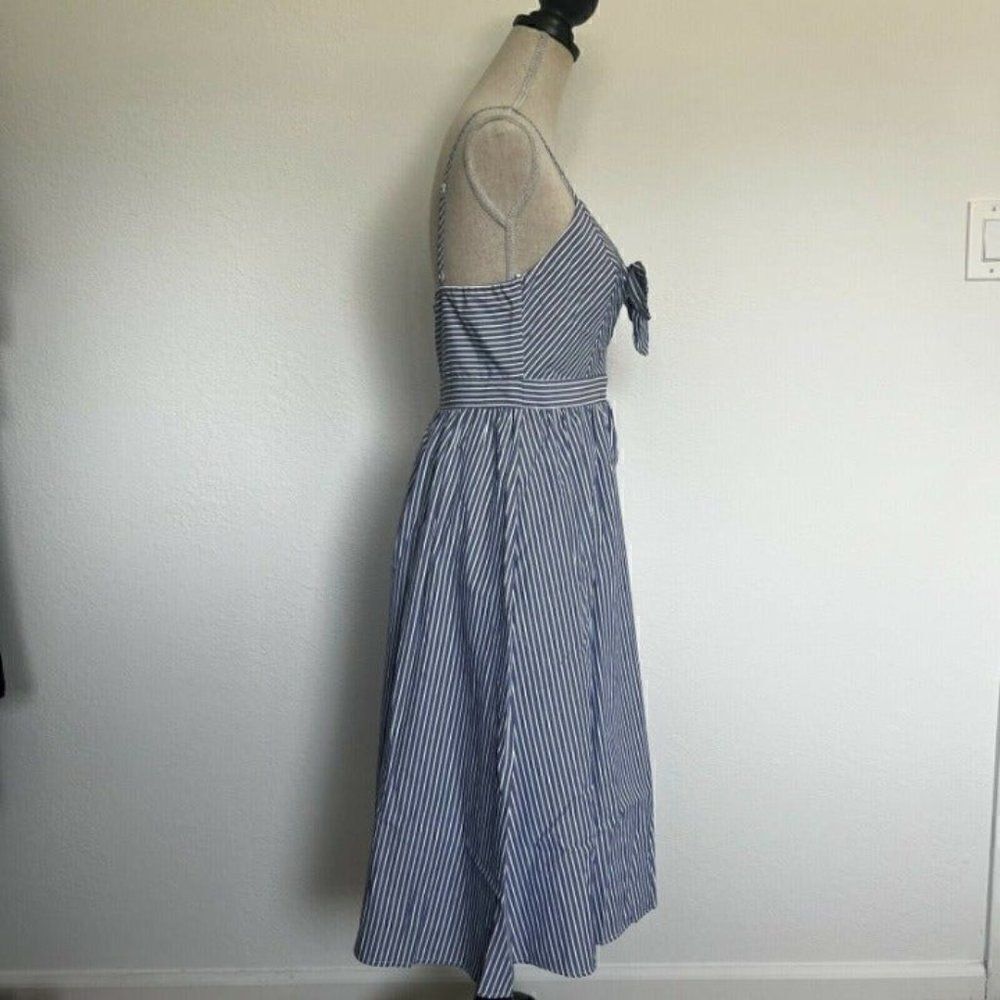 Lulus Joyful Days Blue & White Striped Knotted Front Midi Strappy Dress S NWOT - Picture 5 of 12